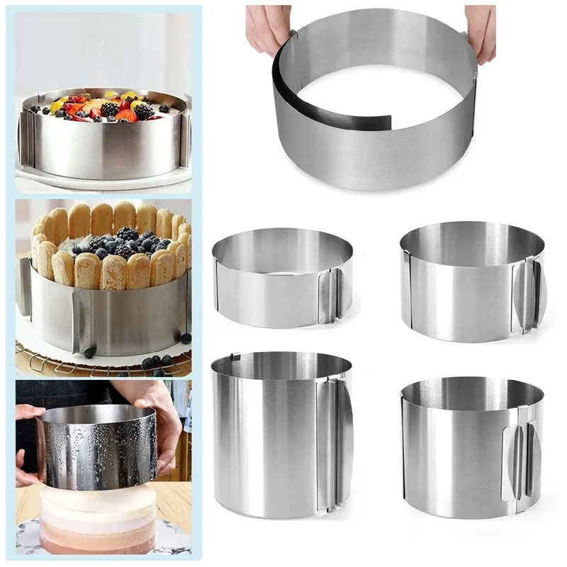 Cake Rings For Baking 430 Stainless Steel 6-30cm Rustproof Adjustable With Scale