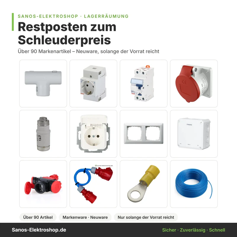Restposten-Abverkauf | Elektromaterial zum Schleuderpreis | Gira, Gewiss, ABB, ETI, Mennekes, PCE, F-Tronic u. v. m. | Artikel wählbar